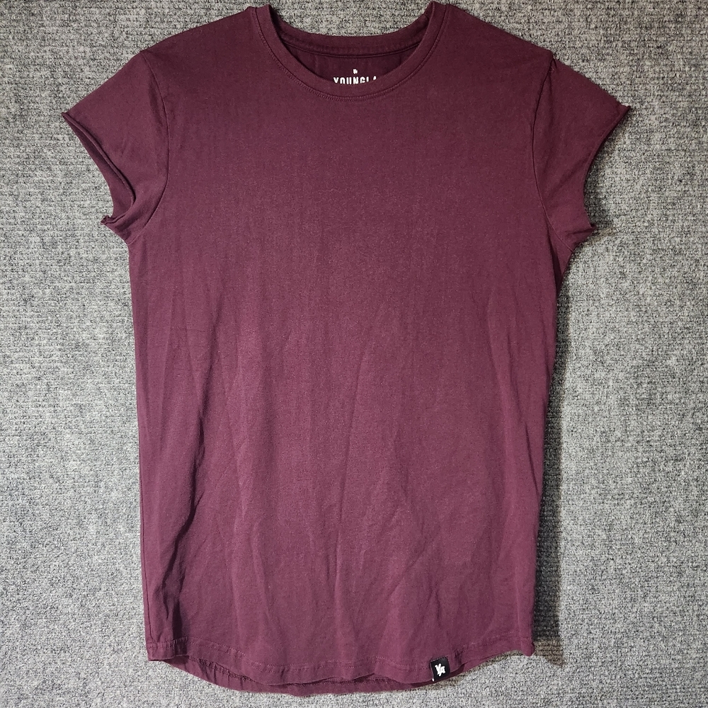 YoungLa Cap Sleeve Shirt 2.0 in Plum- Curved Hem Sz L
